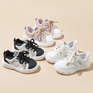 Kids Thick Sole Casual Shoes Pink White Black Breathable Mesh Sneakers Custom Bulk Order Factory Price
