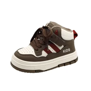 Kids Toddler Fashion High Top Lace Up Chunky Sports Board Shoes Winter Children’s Boys Girls Platform Plush padded Sneakers