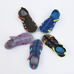 Kids Unisex Breathable Mesh Water Shoes with Adjustable Velcro Strap Slip Resistant Rubber Outsole Quick-Dry Lightweight