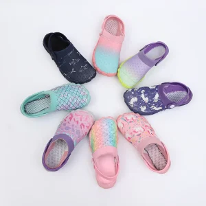 Kids Unisex Clogs Adjustable Back Strap Cloth Mesh Upper EVA Midsole Anti-Slip Rubber Outsole Breathable Cushioned