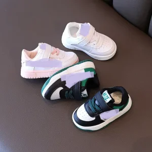 Kids Unisex Toddler Walking Shoes Spring Autumn Breathable Non Slip Velcro Closure White Ankle Sneakers for Little Boys