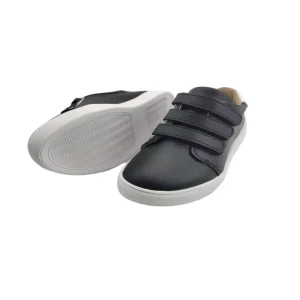 Kids Velcro Closure Casual Shoes Black Leather Upper Comfortable for Daily Wear