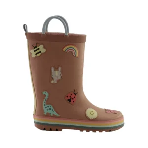 Kids Warm Rain Boot with Anti Slip Feature Recyclable Cotton and Fabric Lining Insole Made of Rubber