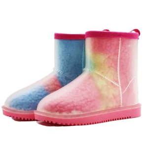 Kids Warm Waterproof Snow Boots Rain Bow Lining Children Winter Rain Boots