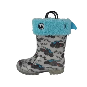 Kids Waterproof Lighted Anti-Slippery Barefoot Soft Lightweight Rain Boots Cotton Lining for Outdoor Activities