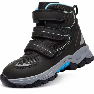Kids Waterproof Winter Snow Boots Triple Velcro Strap Fleece Lined Anti Slip Reflective Children Outdoor Hiking Boots