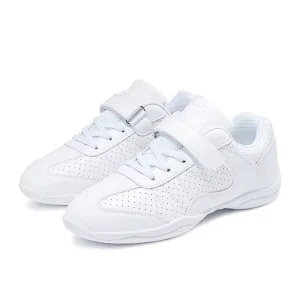 Kids White Cheerleading Shoes Lightweight Flat Sneakers For Basketball & School Dancing High Quality Youth Trainers