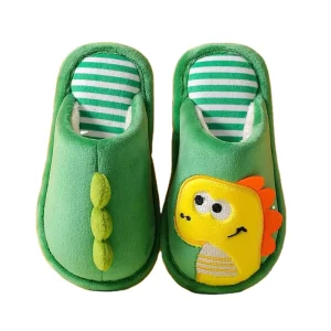 Kids Winter Indoor Slipper Cute Dinosaur Tail Warm Cotton Slipper Children Winter Home Slippers