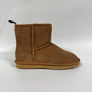 Kids Winter Sheepskin Boots Mid Calf Water resistant Cow Suede Warm Genuine Fur Lined Snow Boots