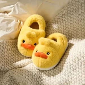 Kids Winter Warm Slippers for Boys Girls Non Slip Soft Plush Memory Foam for Indoor Outdoor Cotton Padded Shoes for Big Kids