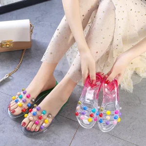 Kids and MOM Jelly Slippers Summer Beach Beautiful Crystal Ball Children Slippers Sandals Shoes Factory