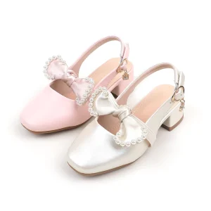 Kids dance shoes High Heels Princess PU Arch Support Anti Slippery Lighted Dress Shoes Bow Knot Design Crystal Children’s Shoes