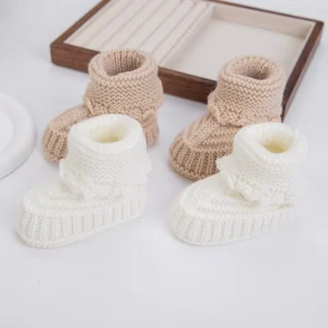 Knitted Baby Booties Newborn Baby Shoes First Walkers Cozy Shoes for Toddler Infant Boy Girl