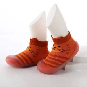 Knitted Baby Sock Shoes Seamless Cotton Blend with Anti-slip TPE Sole for Crawlers with Clean Lines
