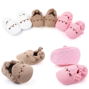 Knitted Wool Warm Shoes for Newborn Babies Soft soled Non slip Toddler Cloth Shoes for 0 1 Year Old Infants