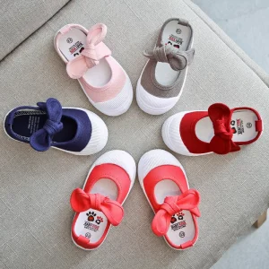 Korean Children’s Shoes Children’s Canvas Casual Shoes Bow Baby Princess Wear