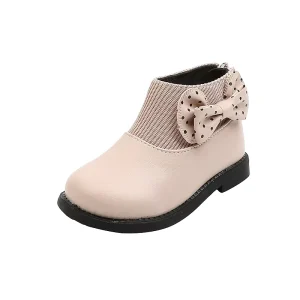 Korean Designer Kids Dress Shoes PU Leather with Soft Rubber Insole Winter and Spring Boots for Babies