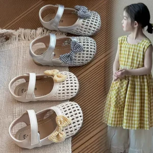 Korean Fashion Style Kids Girls Bow Decorated Breathable Shoes Casual Daily Sandals