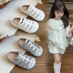 Korean Fashion Style Kids Girls Bow Decorated Breathable Shoes Casual Daily Sandals