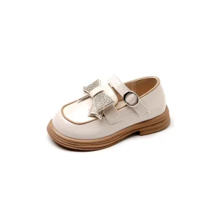 Korean Little Girls Princess with Bow Shoes Pu Leather Kids Sandals Party Shoes Anti slip Baby Shoes