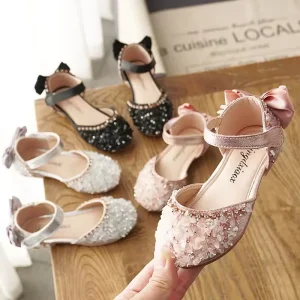 Korean Style Autumn Spring Baby Kids Shoes Bow Sequined Soft Sole Princess Dress Shoes for Girl