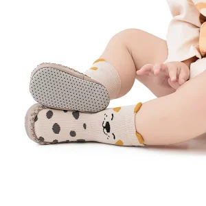 Korean Style Baby Non Slip Knitted Toddler Shoes Socks Children’s Stereo Cartoon Leather Bottom