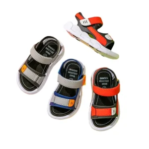 Korean Style Kids Sandals Double Hook Loop Straps Thick Anti slip Rubber Outsole Soft Open Toe Beach Shoes Boys Girls