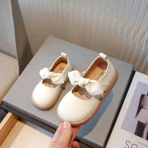 Korean Style Soft Sole Casual Flats for Girls and Kids Spring Autumn Bow Knot Princess Toddler Dress