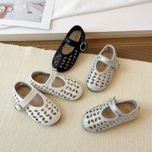Korean Style Summer Kids Fashion Soft Sole Breathable Princess Flat Dress Shoes for Girls
