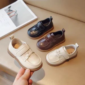 Korean Version Children’s Single Shoes Baby Toddler Fashion with Soft Rubber Insole for Winter and Spring