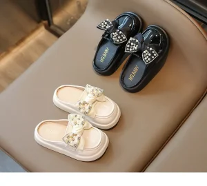 Korean Version Summer Slippers Sandals Pearl Bow Children’s Slippers