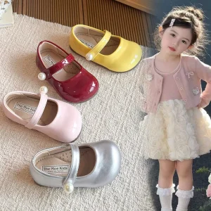 Korean style Spring Kids Shoes Girls Princess Baby Flats Leather Shoes