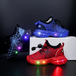 LED Light Sport Sneakers for Kids Unisex Preteen Boys 3 13 Years Cool Fashion Style with Rubber Sole Shiny Shoes