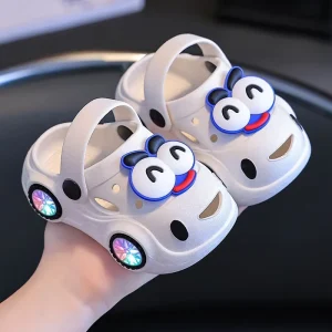 LED PVC Cute Animal Car Casual Indoor Non Slip Toe Sandals for Kids Summer Beach Suitable Car Children’s Shoes for