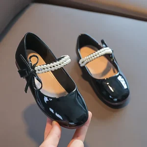 LSJX Baby Girl Shoes Kids Shoes Girl Casual Shoes Designer Trendy Shoe Flat Leather Shoes Children’s Shoes