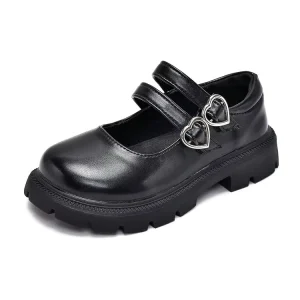 LSJX Girl Shoes Kids Designer Shoes Casual Shoes Black Leather Shoes Mary Jane Dress Shoes Kids School Shoes for Boy and Girl