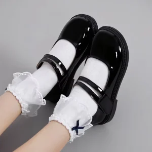 LSJX Mary Jane Kids Designer Shoes Black Leather Children Casual Shoes Dress Formal Party Shoes Kids School Shoes for Girl
