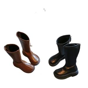 LY New Autumn Winter Children Snow Boots Fashion Knee-High Warm Anti-Slip PU Upper Soft Sole Kids Shoes