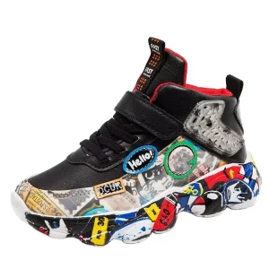 LY New Boys Walking Shoes Breathable Lightweight Anti Slip Cotton Upper Rubber Midsole Casual Shoes for 7-12y