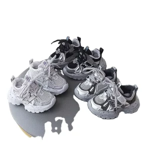 LY New Kids Casual Sports Shoes Breathable PU Upper PVC Outsole Four Seasons Hard-Wearing for Boys Girls Children