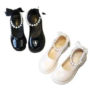 LY New Spring Autumn Girl Glossy Leather Shoes Fashion Children Princess Causal Dress Flats Sweet Bowtie Kids School Shoes