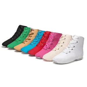 Lace up Black Jazz Shoes Dance Boots for Women Girls Adult