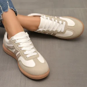 Ladies Large Size Training Shoes Sneakers European and American Retro Color Matching Flat