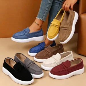 Ladies Versatile Slip On Platform Loafers Casual Daily Footwear