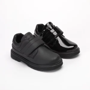 Large Size Customized Children Black PU Leather Dress Shoes Boy Kids Uniform Stock Shoes Back to School Shoe for Boys