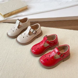 Latest British Style Spring Autumn Kids Fashion Outwear PU Leather Breathable Sweet Party Dress Shoes for Baby Girl