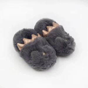 Latest Cute Crown Decoration Fluffy Rabbit Plush Winter Warm Kids Indoor Bedroom Slippers