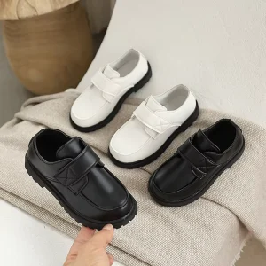 Latest Design All Season Children PU Leather Shoes Solid Color Casual Boys Girls Dress Shoes