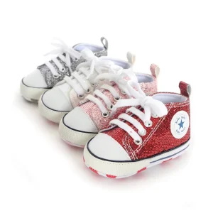 Latest Design with Sequins Casual Canvas Shoes Infant Shoes Indoor Baby Toddler Shoes