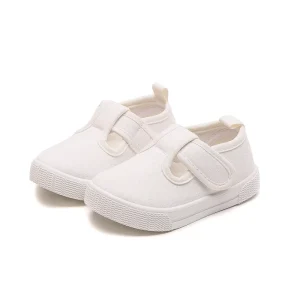 Latest Kids Trendy Flat White School Shoes Children’s Plain White Canvas Shoes